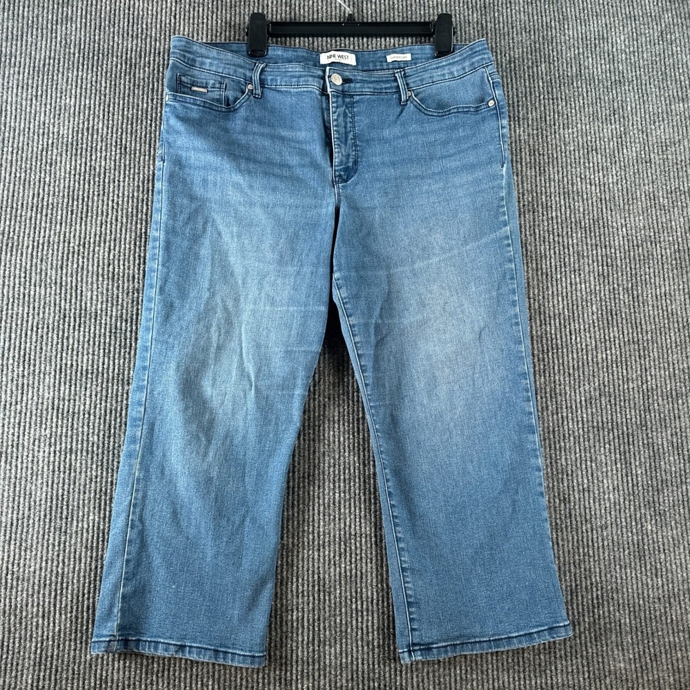 Nine West Chrystie Capri Jeans Womens Size 16 Blue Denim Medium Wash